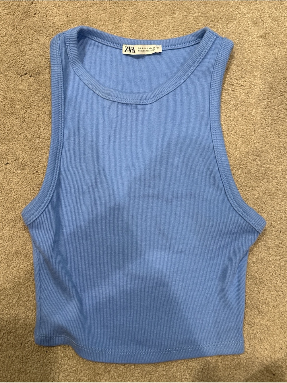 Zara Blue Ribbed Tank Top